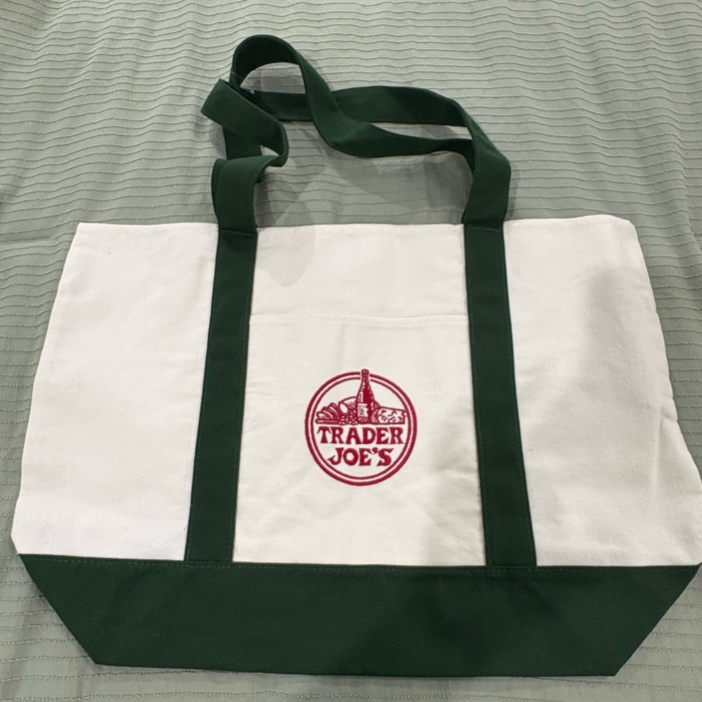 White & Green Canvas Tote Bag